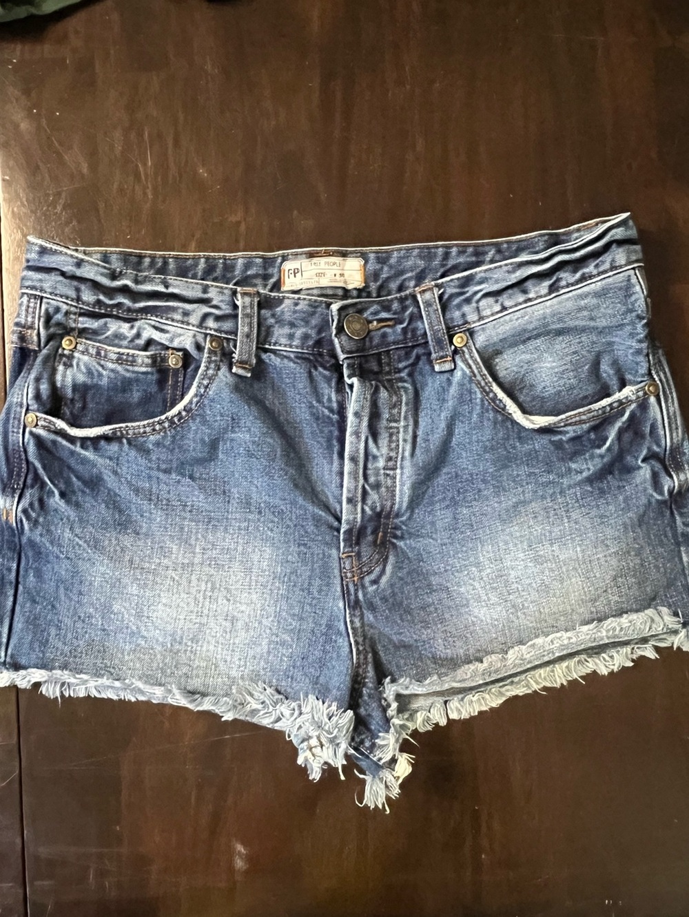 Free People Denim Jean Buttonfly Shorts, Sz 30